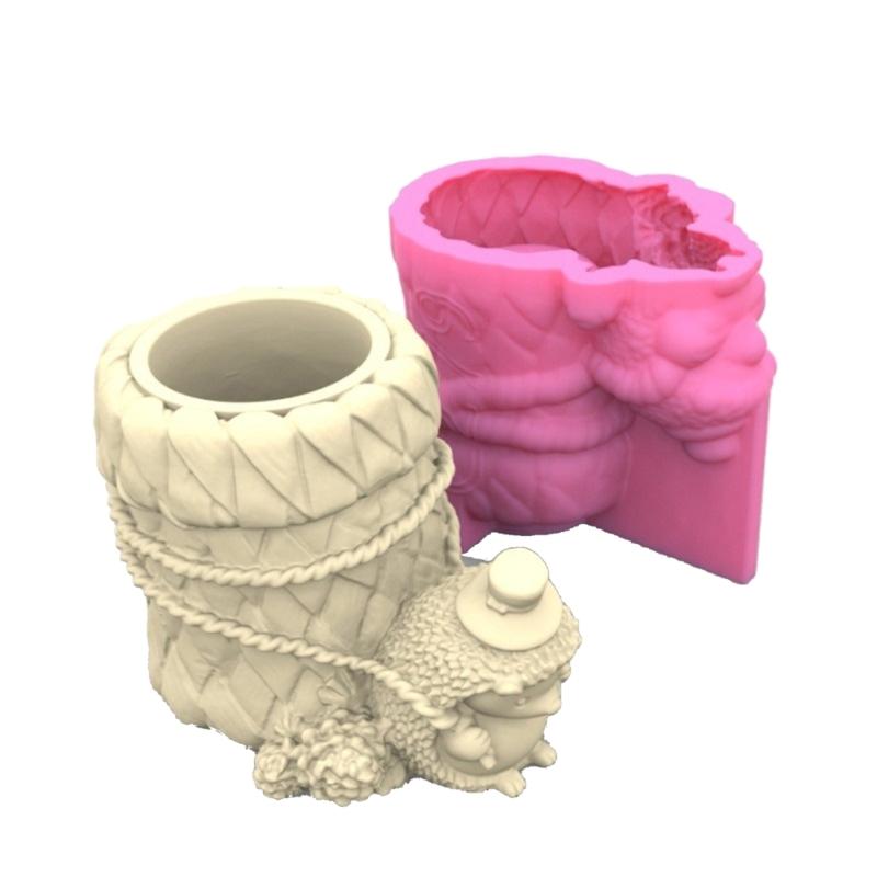 3D Brush Silicone Soap Molds Candle Molds Cute Hedgehog Clay Mould Cake Decorating Silicone Pen Holder Mold