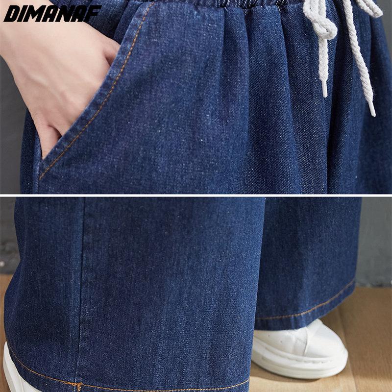 Dimanaf 2023 Plus Size Spring Jeans Women Wide Leg Pants Loose Casual Female Harem Blue Trousers Pants