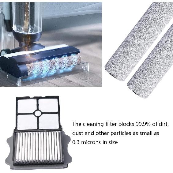 Запасные части для щетки-валика S5 Steam Roller для пылесоса Tineco Floor ONE S5 Steam, 2 упаковки валиков-щеток и 2 упаковки HEPA-фильтров для Tineco