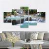 5 Panels Landscape Waterfall Posters and Prints Canvas Painting Wall Art Pictures Living Room Home Decor Lake Tree No Frame