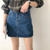 Summer Retro Simple High Waist Denim Skirt Women A- Line Dress Fashion Half-length Casual Short Jeans Skirt