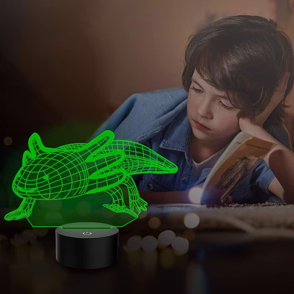 Lampka Nocna Led Aksolotl Efekt 3D Kolorowa Dla Dzieci Pilot Prezent