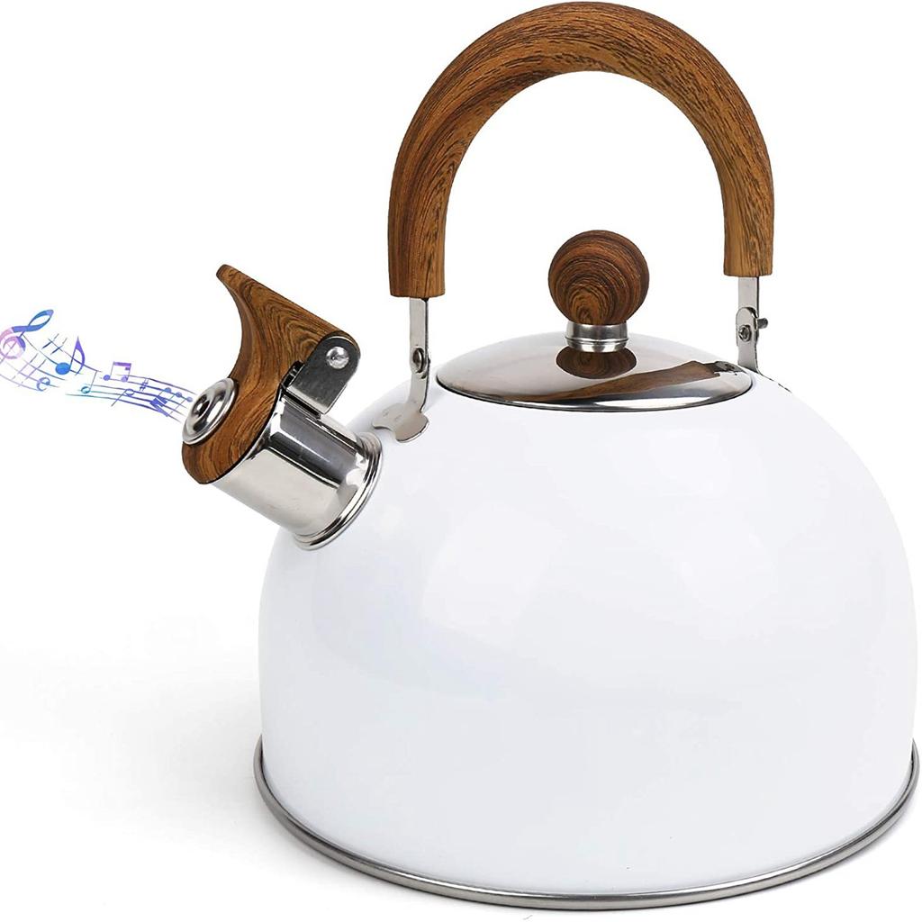 Чайник из нержавеющей стали, 2,5 л, чайник со свистком, бутылка для воды с деревянной термостойкой графической ручкой