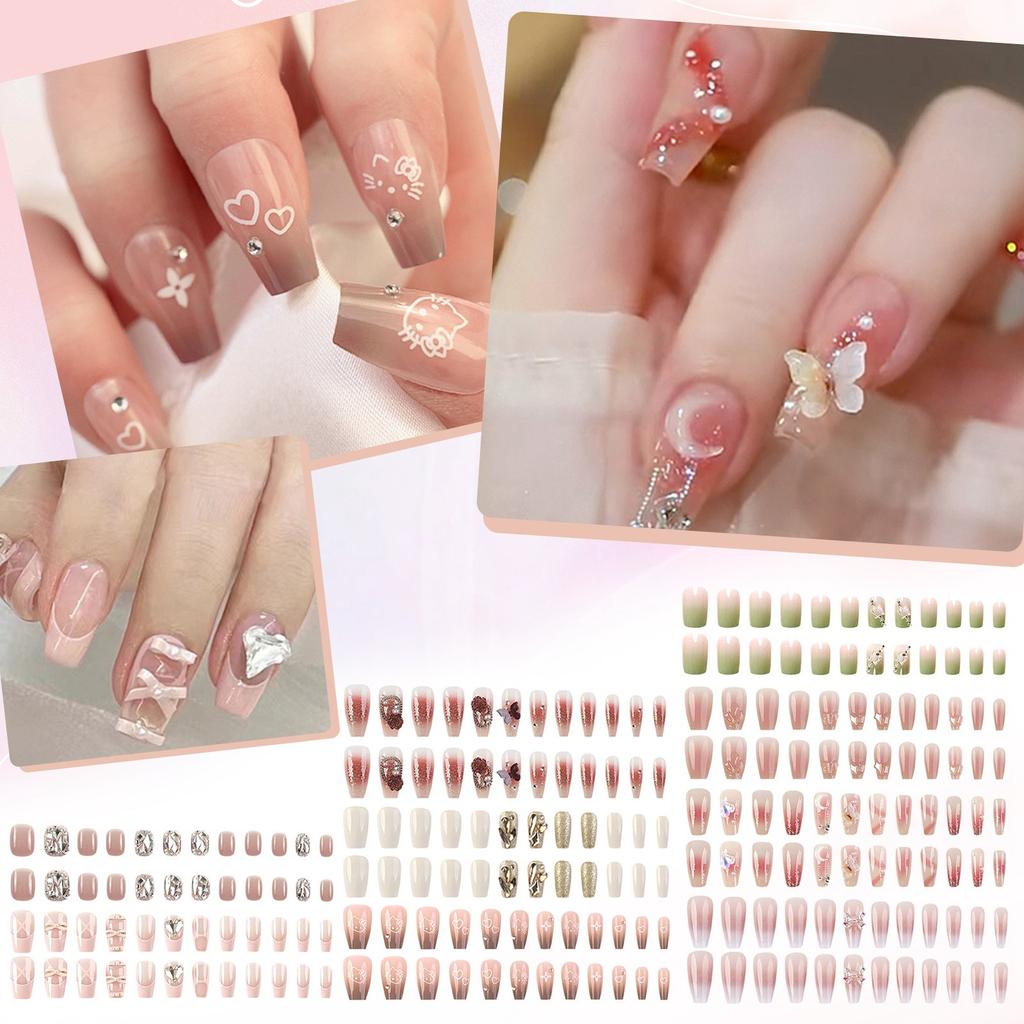 24 шт. Длинные накладные ногти Накладные ногти Блестящие маникюрные патчи для ногтей 10 мл