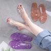 Transparent Crystal Slippers Women's Wear Flat Bottom Plastic Material Non-slip Home Use Bathroom Soft Bottom Solid Color Mother Shoes