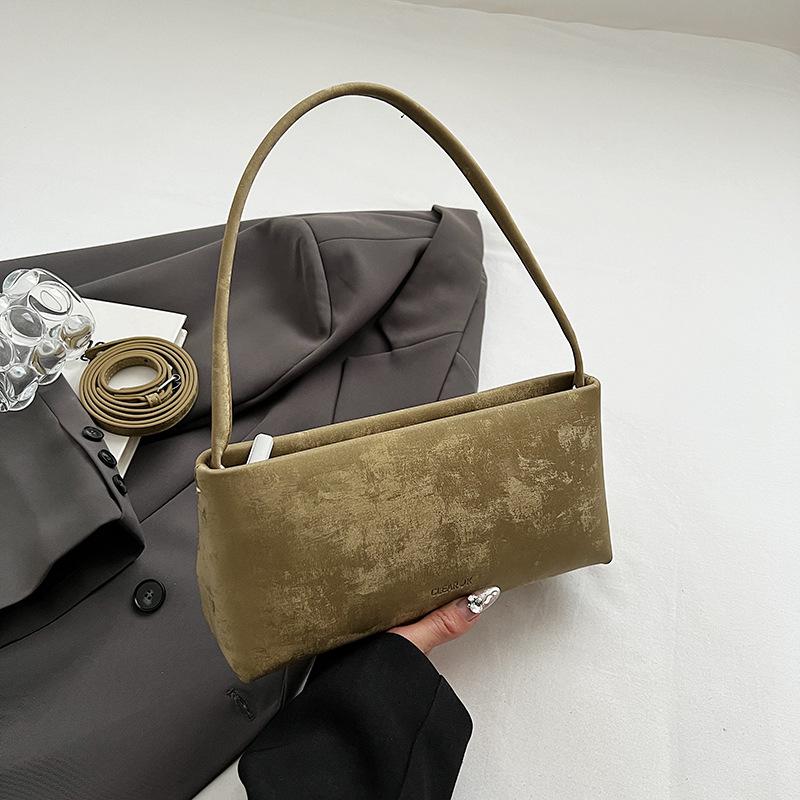 Корейская версия нишевый дизайн сумка-багет подмышку зарубежное ощущение ретро однотонная простая сумка на плечо элегантная маленькая квадратная сумка женская сумка