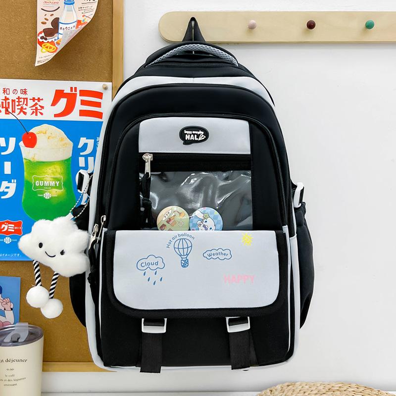 Schoolbag new high-value multi-layer small fresh junior and high school student schoolbag sweet versatile contrasting color embroidery lightweight
