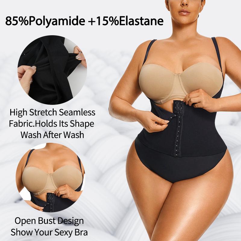 Women Plus Size Open Bust Corset Flat Belly Shaping Corset Front Hook Closure Underwear High Waist Trimmer Tummy Control Fajas