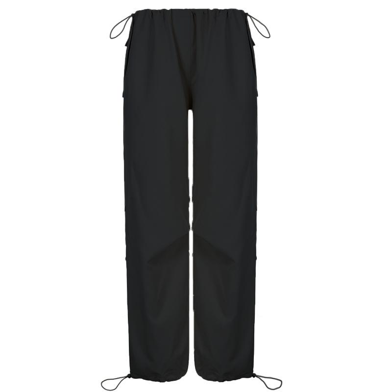 Drawstring Wide Leg Cargo Pants Women Casual Joggers Low Waist Baggy Trousers Streetwear Y2K Sweatpants