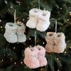 Christmas Boot Ornament Fuzzy Shoes Christmas Tree Hanging Ornaments Soft Plush Winter Boots Pendant for Home Office Decor