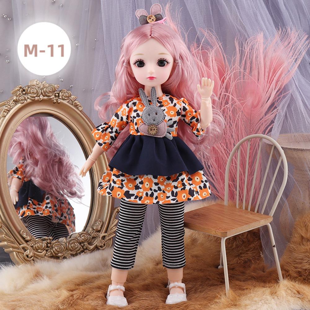 30cm BJD Doll 23 Moveable Joints Attractive Eyes Dress Up Anime Long Hair Toy