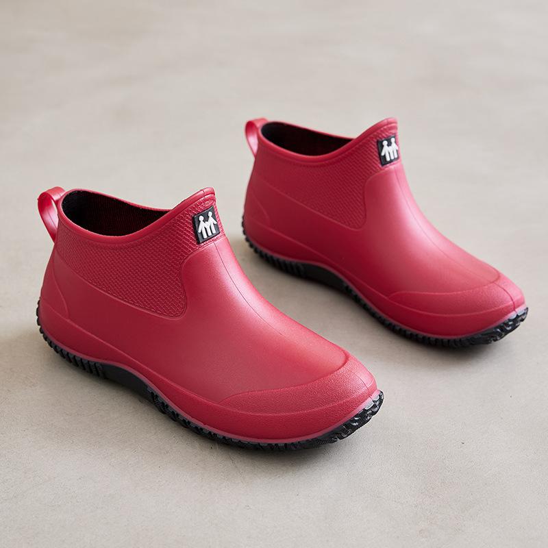 Rain Shoes Women's Short Tube Low-top Rain Boots Fleece Non-slip Waterproof Shoes Men's Fishing Restaurant Kitchen Shopping Car Wash Shoes