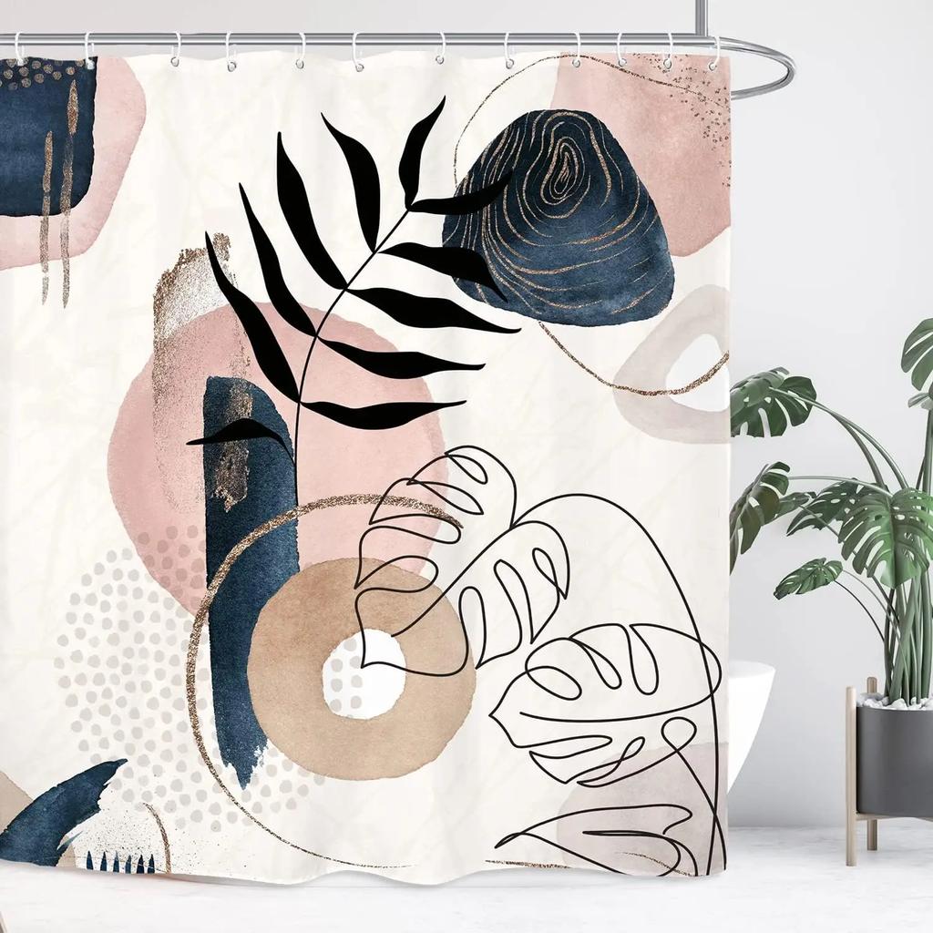 Абстрактная кошка Простая ванная занавеска для душа Минималистичная забавная милая геометрическая цветная полиэстеровая ткань занавеска для ванной Декор для ванной