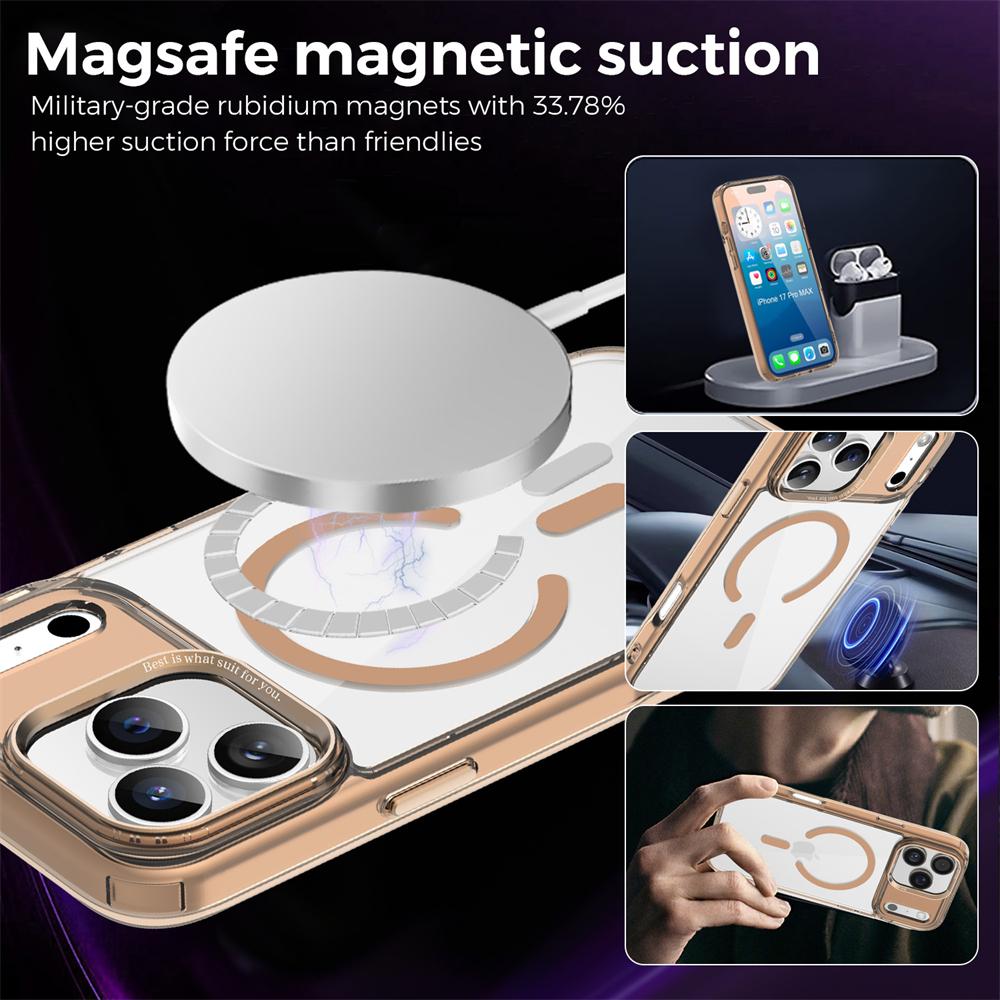For Magsafe Wireless Charge Shockproof Armor Clear Case For iPhone 17 16 15 14 13 12 11 Pro Max Plus Magnetic Transparent Cover