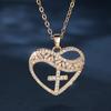 Женское сердце с крестом, ожерелье с сердцем любви, белый цирконий, золотой цвет, цепочка на ключицу, подарок