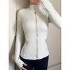 Womens Slim Fit Yoga Jacket With Gold Zipper Stand Collar Long Sleeve Athletic Top Nylon Breathable Workout Outerwear