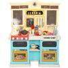 Play Kitchen with Flowing Water, 85-Piece Accessories, Electric Faucet, Lights, Sounds, for Children 3-6 Years, Plastic, Green