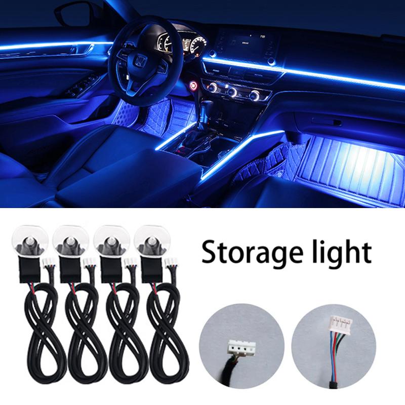 Dual Zone 18 in 1 RGB 64 Colors Acrylic Strip Car LED Ambient Light 35/75CM 110CM Parts Replacement Accessories (4 wires 4 pins) Neon Lights 4