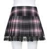 Клетчатая плиссированная юбка женская короткая мини с высокой талией А-силуэта в стиле преппи модные юбки