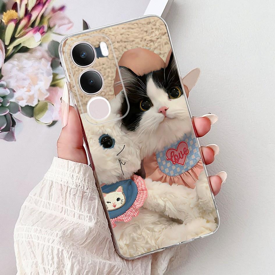 Silicone Case For Vivo Y19s V2419 Cover Lovely Cat Butterfly Cartoon Soft Back Protective Shell For Vivo Y19s 4G Y 19s TPU Coque