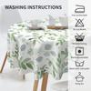 Spring Floral Teal Sage Green Tablecloth Round 60 Inch Watercolor Eucalyptus Leaf Round Table Cloth Wrinkle Resistant Washable