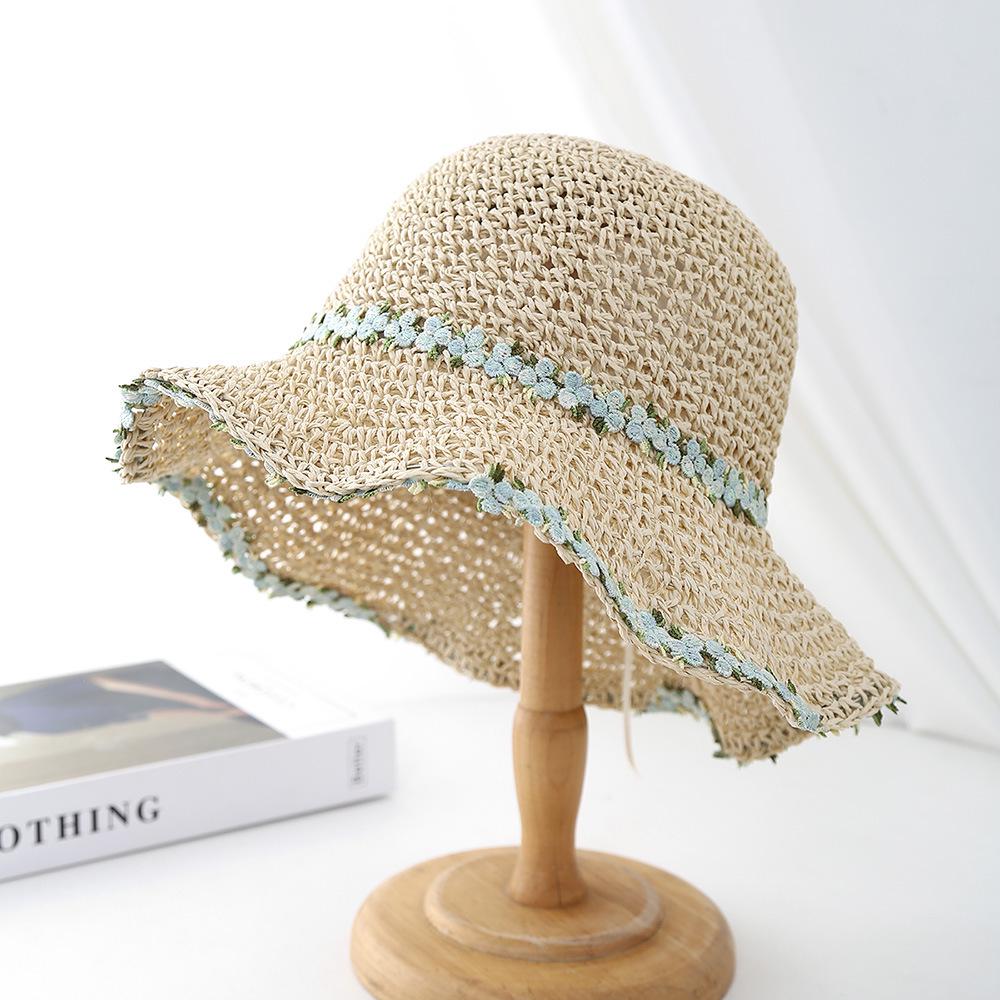 Women's Large Brim Foldable Breathable Straw Sun Hat for Summer Travel & Vacation
