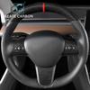 Carbon Fiber Steering Wheel Embedded Cover For Tesla Model 3/Y Accessories Interior Modification Steering Wheel Panel
