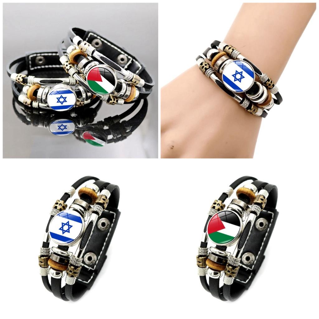 Израильско-палестинский кожаный браслет в европейском и американском панк-стиле, многослойный браслет из бусин