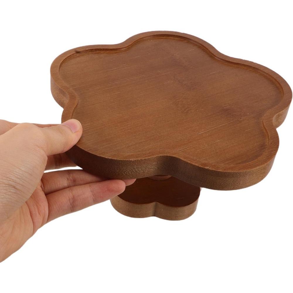 Small Round Wooden Tray for Decor, Irregular Footed Tray for Display Aromatherapy, Candle, Crystal, Trinkets