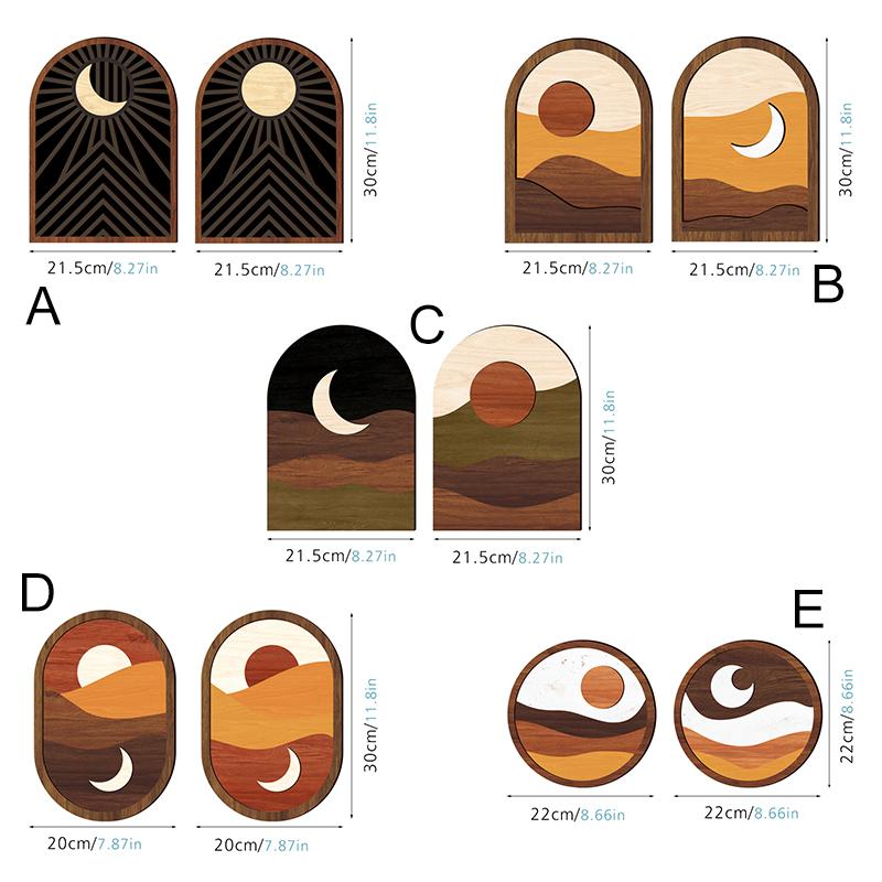 2Pc Wooden Wall Stickers Farmhouse Decoration Wooden Ornament Bohemia Art Installations Retro Hollow Flower Wall Hanging