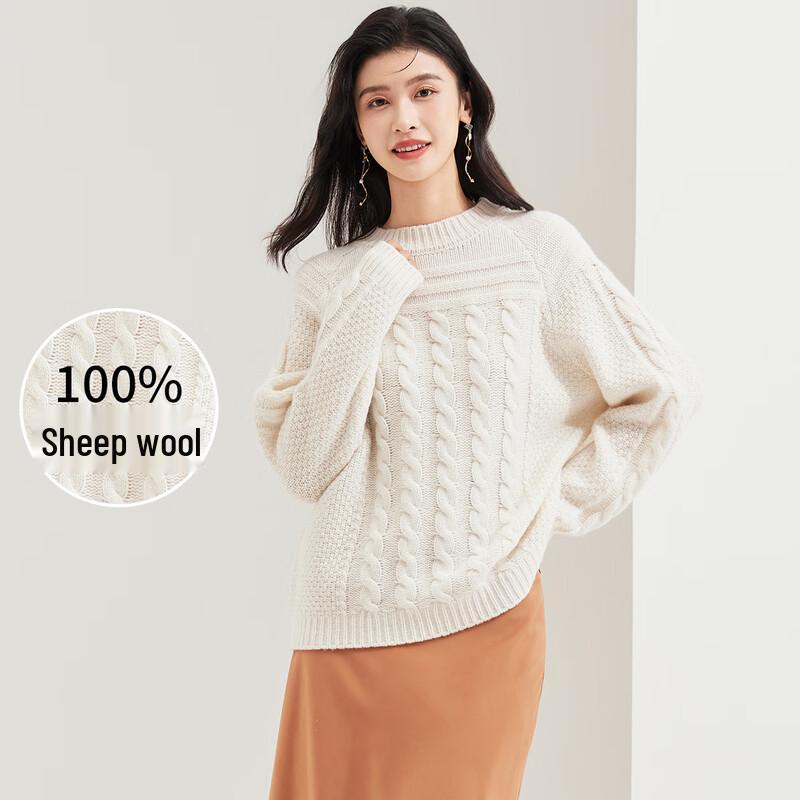 Женский пуловер из 100% мериносовой шерсти, вязаный косами
