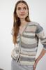 Women's Elegance Style Cardigan Gray Soft Textured Color Block Knitwear Cardigan