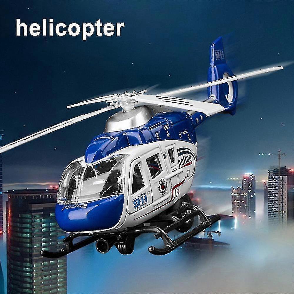 Pull-Back Police Helicopter Toy with LED Lights and Music for Kids