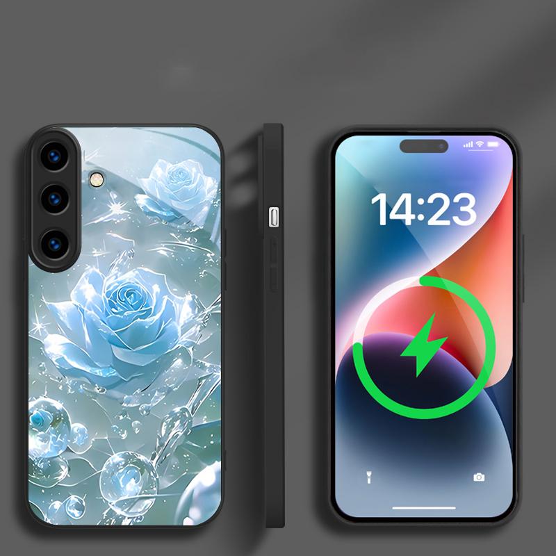 Розы цвета ледяного кристалла Для Samsung Galaxy S26 Ultra S20 FE S21 S22+ S23 Plus S24 Ultra 25 Edge Для Magsafe Стеклянный чехол для телефона