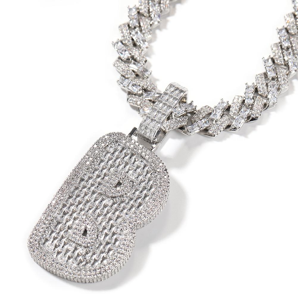 THE BLING KING Big BaguetteCZ Single Letter Pendant Initial Letter A-Z Iced Out Cubic Zirconia Charm Necklace Hiphop Jewelry