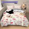 3 шт. Набор постельного белья Hello Kitty с десертным принтом, Включает 1 пододеяльник и 2 наволочки, Мягкий и удобный для домашней спальни. W033