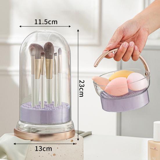 2-in-1 Silicone Makeup Brush Cleaner Bowl Cosmetic Brush Cleaner with Drying Holder for Storage Stand