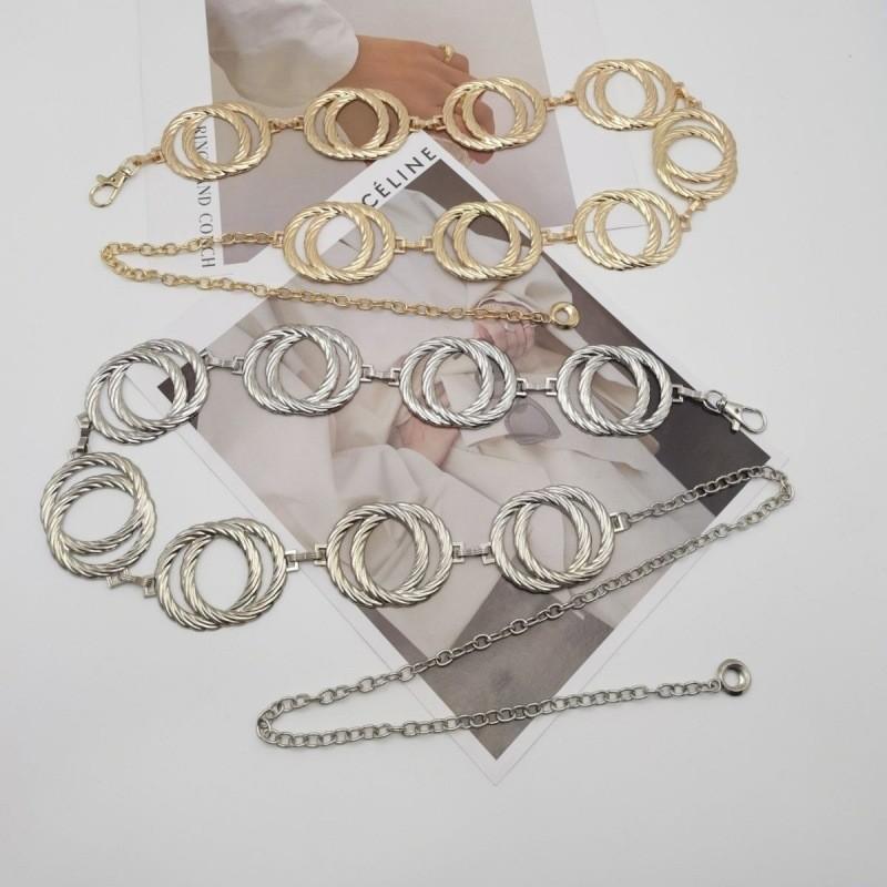 Стильная 2024 Корейская Мода Женская Двойная Цепочка на Талию из Металла
