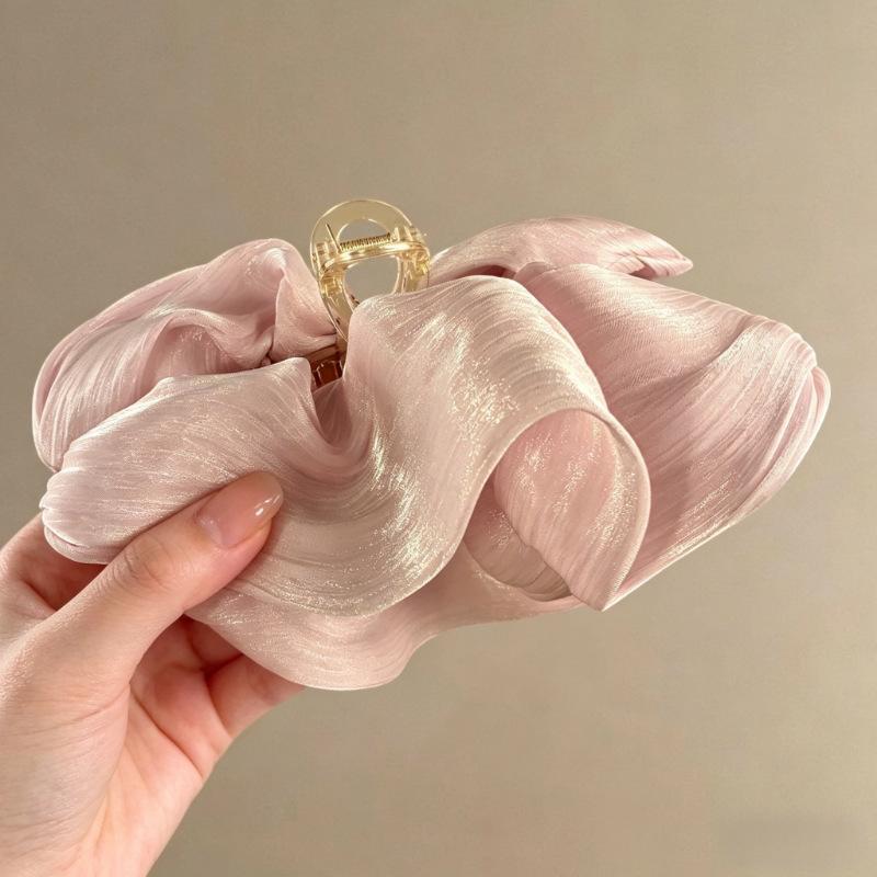 Korean Style Pleated Cloud Crab Claw Hair Clip Mesh Flower Bud Hair Clip Shark Clip Women Accessories