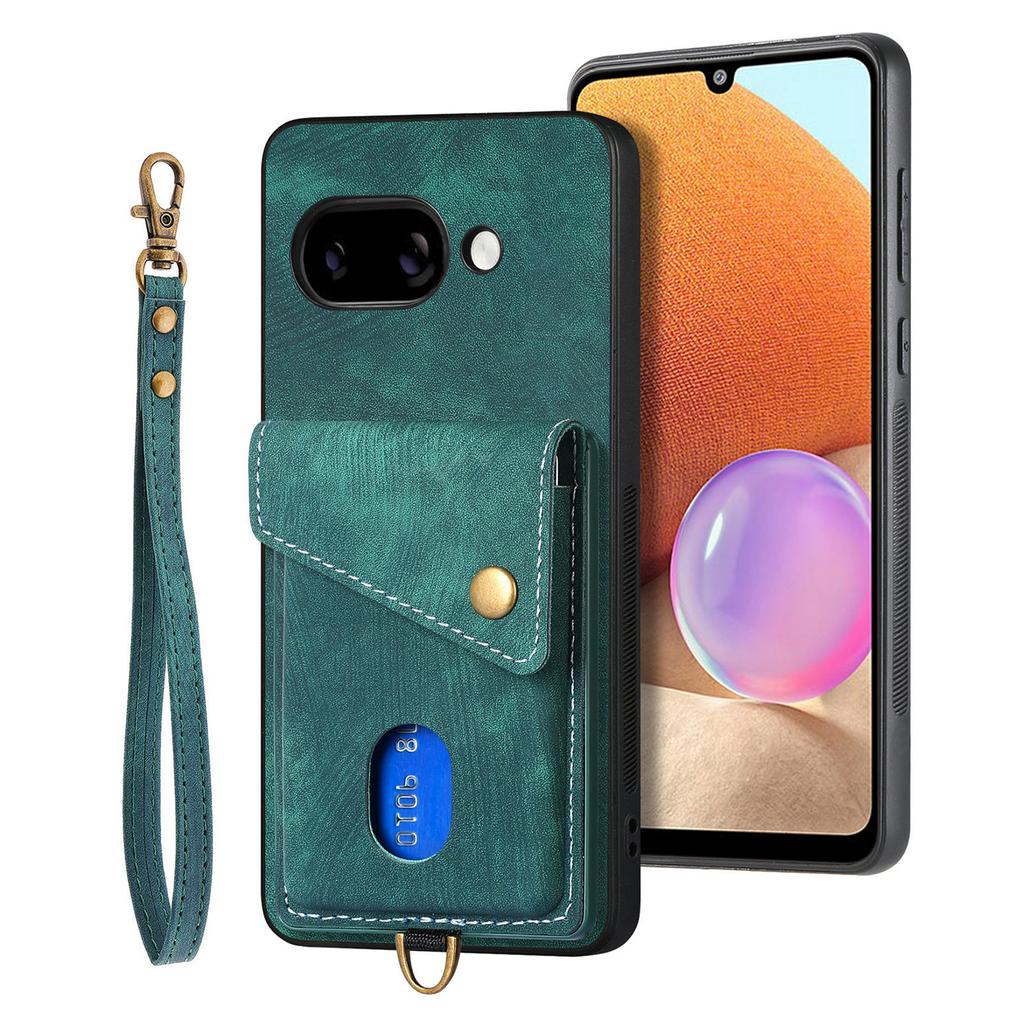 For Google Pixel 9a Case with Card Holder Kickstand Leather Phone Back Cover