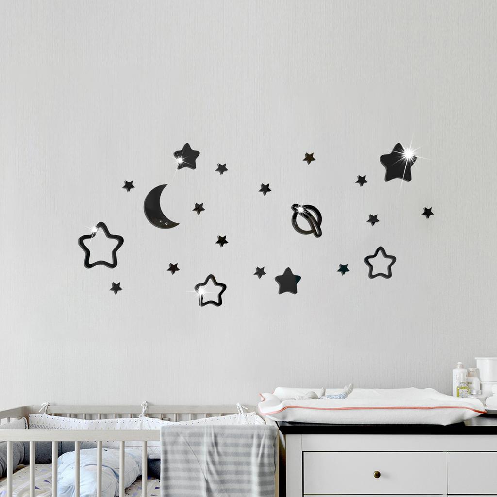 Звезды и луна зеркало акриловые настенные наклейки спальня детская комната настенное украшение макет настенные наклейки
