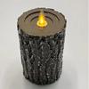 Paraffin Retro Wood Tree Stump Candle Holder with LED Candle Light for Home or Cafe Decor
