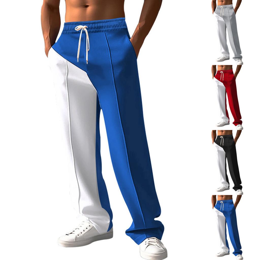Мужские повседневные спортивные брюки Мужские повседневные брюки с цветными блоками и завязками
