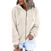 Women's Fashionable Warm Fleece Solid Color Hoodie Zipper Pocket Casual Jacket