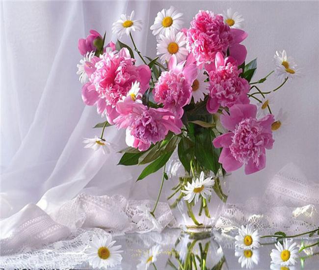 RUOPOTY Краска по номерам, цветок пиона, настенное искусство, уникальный подарок, ручная роспись на холсте, картина по номерам, уличный декор для детской комнаты