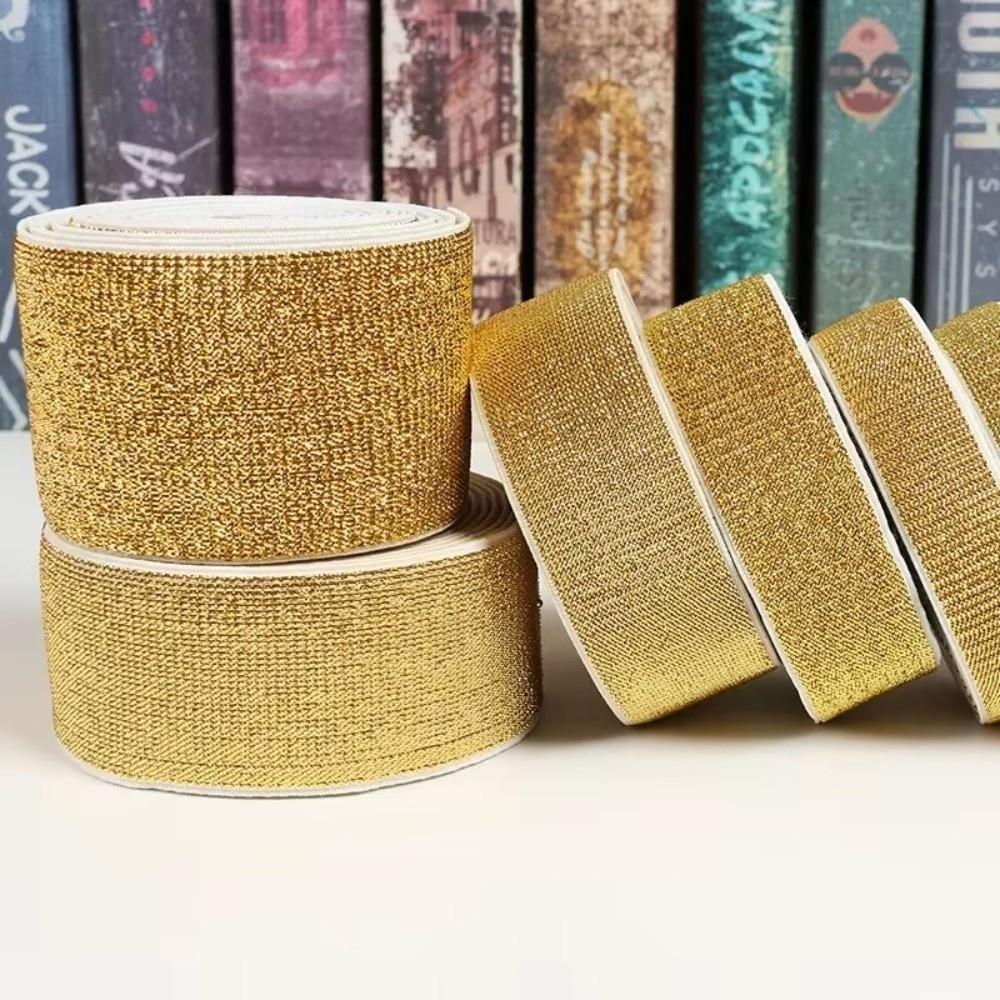 5Yards Shiny Stretch Webbing Gold Silver Lurex Decorative Trim Tape For Shoes