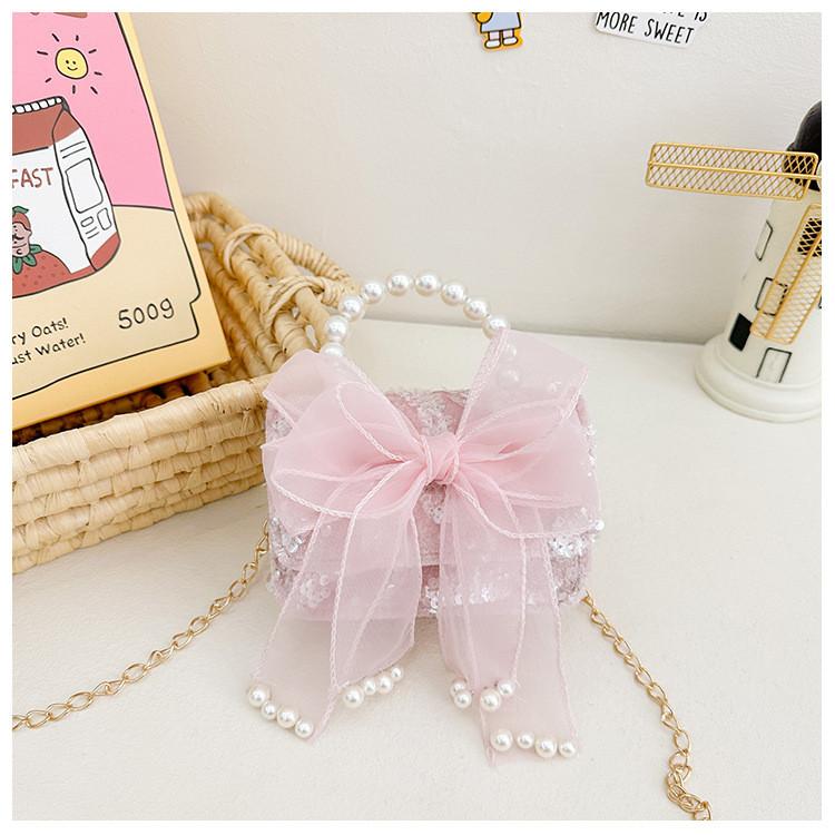 Flower Cartoon Bow Girl Decoration Children Shoulder Bag With Lace Design