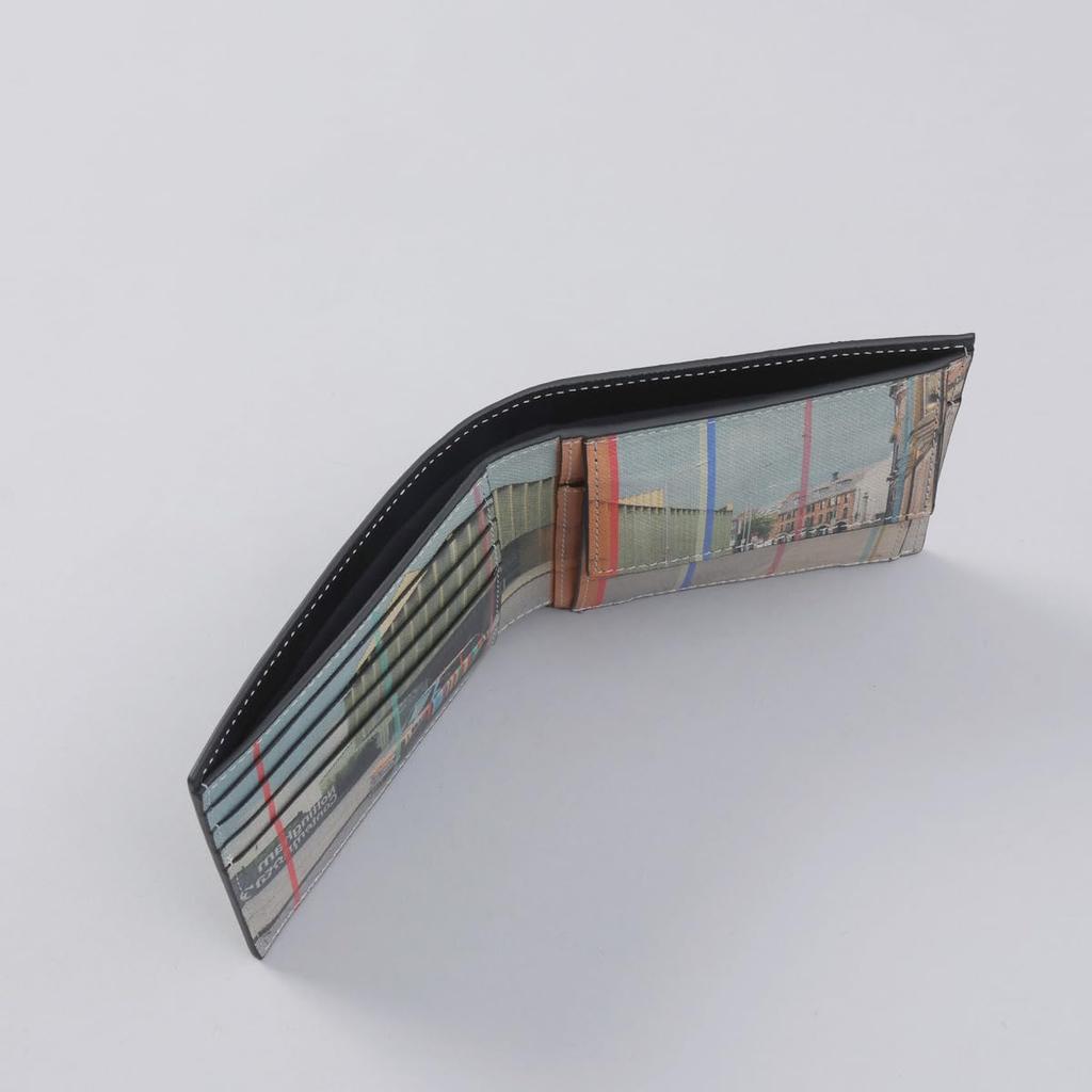 Мужской разноцветный кожаный кошелек Paul Smith с принтом 79 LMINNC, бифолд (M1A4833)