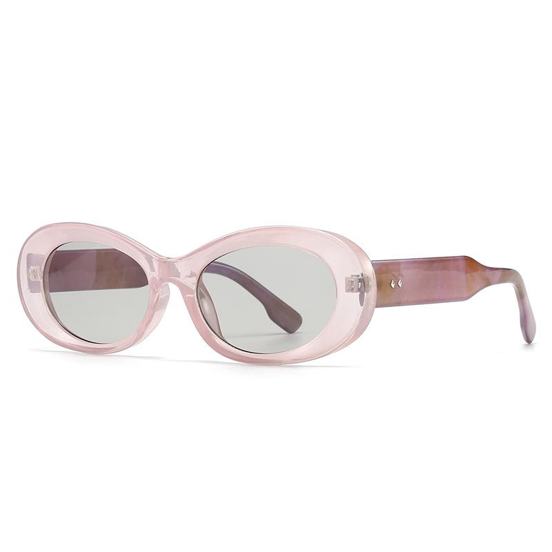 Classic Rivet Brand Oval Sunglasses Women For Men Luxury Designer Vintage Sun Glasses Popular Punk Drive Jelly Pink Shades Uv400
