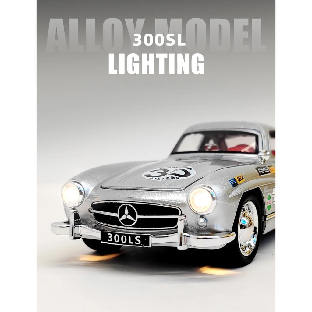 1/32 Benz 300SL 35# Винтажный Классический Сплав Металл Литой Модель Автомобиля Звук и Свет Симуляция Коллекция Дисплей Украшения Подарок